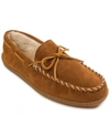 Minnetonka Men's Pile Lined Hard Sole Extended Sizes Slippers In Brown
