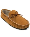 Minnetonka Men's Casey Lined Suede Moccasin Slippers Men's Shoes In Camel