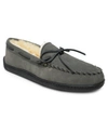 Minnetonka Men's Sheepskin Hardsole Moccasin Extended Sizes Slippers In Gray