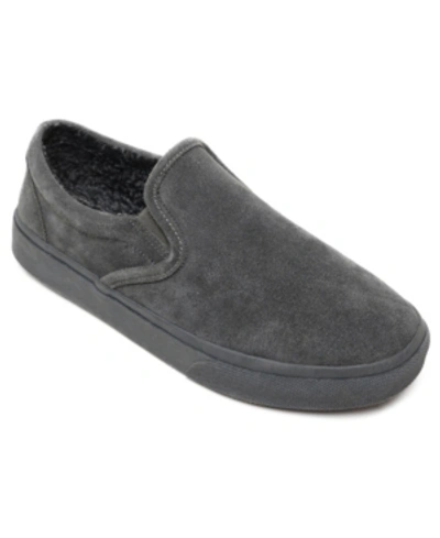 Minnetonka Men's Alden Lined Suede Slippers Men's Shoes In Gray