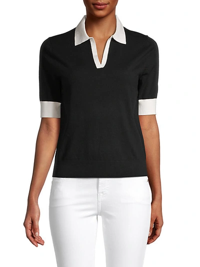 Saks Fifth Avenue Women's Colorblock Polo In Black White