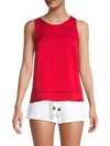 Milly Stretch-silk Layered Tank Top In Tomato