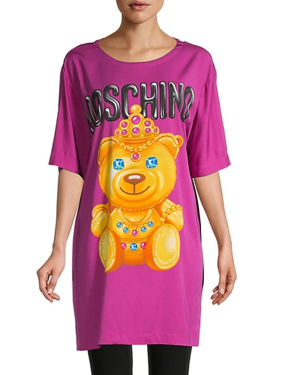 Moschino Graphic Mini T-shirt Dress In Violet