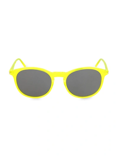 Saint Laurent 50mm Round Sunglasses In Transparent Yellow