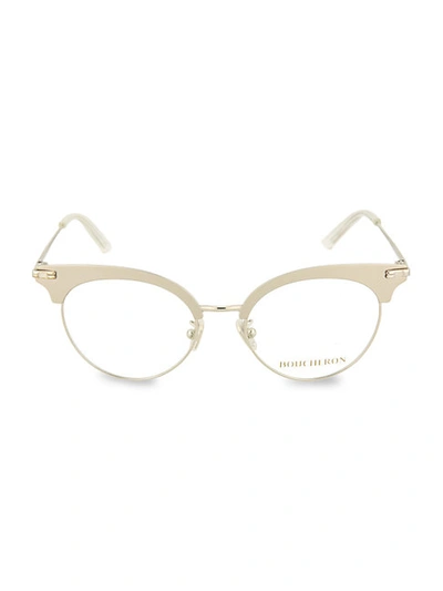 Boucheron Men's 50mm Oval Metal Optical Glasses In Cream Blear