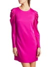 MILLY STRETCH SILK CARINA DRAPED LONG-SLEEVE DRESS,0400012534105