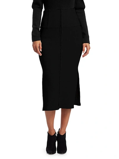 Jonathan Simkhai Directional Front Slit Skirt In Black