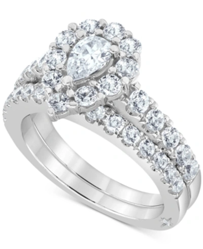 Marchesa Certified Diamond Pear Halo Bridal Set (2 Ct. T.w.) In 18k White, Yellow Or Rose Gold In White Gold