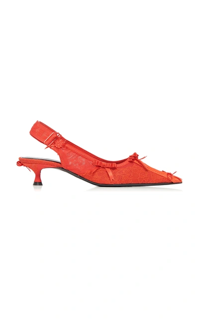 Balenciaga Lingerie Lace Slingback Pumps In Red