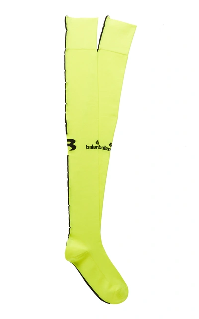 Balenciaga Logo-embellished Jersey Socks In Yellow