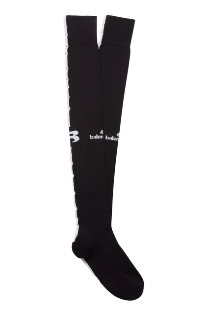 Balenciaga Logo-embellished Jersey Socks In Black