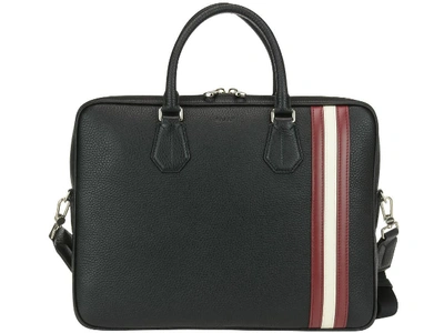 Bally Briefcase Attaché Case Laptop Pc Bag Leather Staz In Black