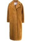 Stand Studio Single Breasted Long Teddy Coat In Neutrals
