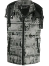 Philipp Plein Skull Dollar Feather Down Vest In Grey