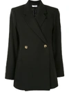Anine Bing Kaia Double-breasted Grain De Poudre Blazer In Black