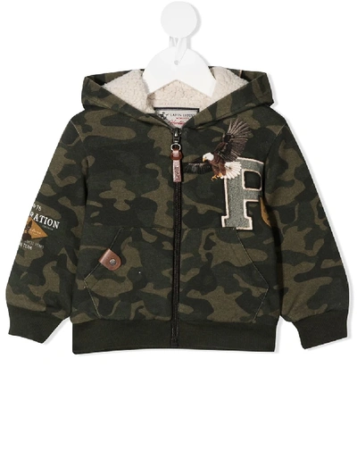 Lapin House Babies' Camouflage Print Hooded Bomber Jacket In Green