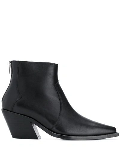 Anine Bing Chunky-heel Ankle Boots In Black With Metal Toe Cap