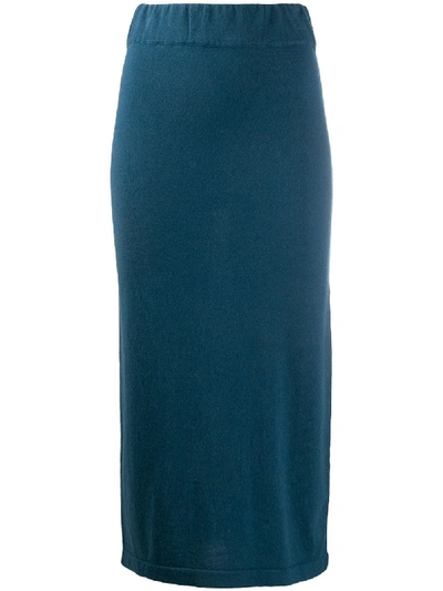 Canessa Abby Cashmere Midi Skirt In Blue