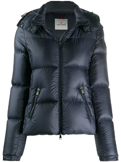 Moncler Logo Puffer Jacket In Blue