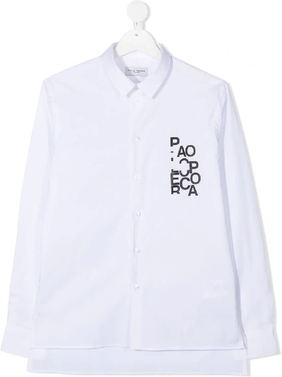 Paolo Pecora Teen Logo-print Long Sleeved Shirt In White