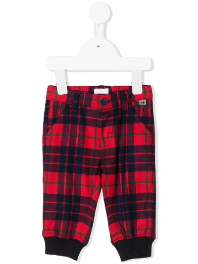 Il Gufo Babies' Tartan-print Elasticated Trousers In Red