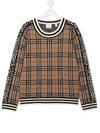 BURBERRY TEEN PANELLED CHECK JUMPER