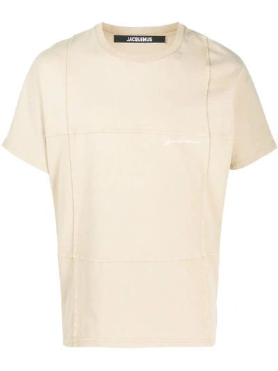 Jacquemus Le T-shirt Carro In White Cotton With Logo In Beige