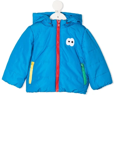 Stella Mccartney Babies' Blue Rainbow And Sunshine Puffer Jacket