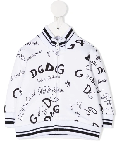 Dolce & Gabbana Baby Boy's Logo Varsity Jacket In White Multi