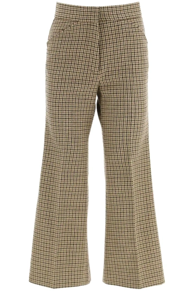 Moncler 2   Houndstooth Trousers In Brown,beige