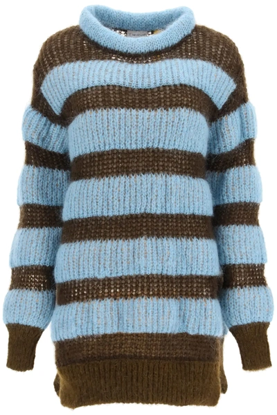 Moncler Genius 2 Tricot Sweater In Light Blue,brown