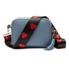 ELIE BEAUMONT Crossbody Light Blue Red Hearts Strap
