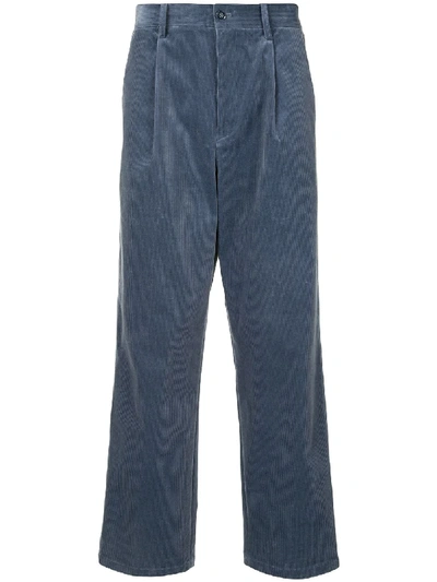 Coohem Stripe-side Corduroy Trousers In Blue