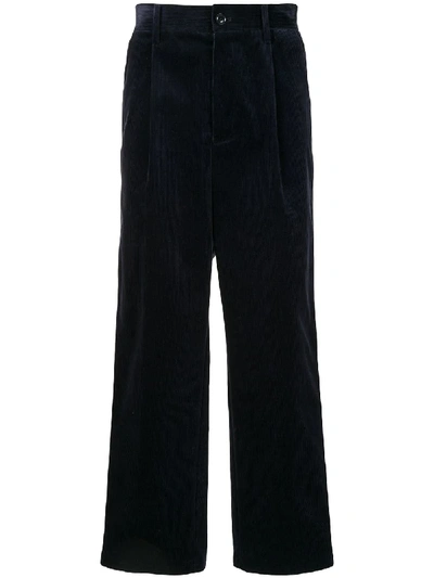 Coohem Side-stripe Corduroy Trousers In Blue