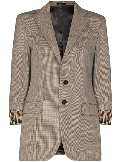 R13 Houndstooth-pattern Single-breasted Blazer In Brown