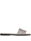 JIMMY CHOO MINEA GLOW-IN-THE-DARK GLITTER SANDALS