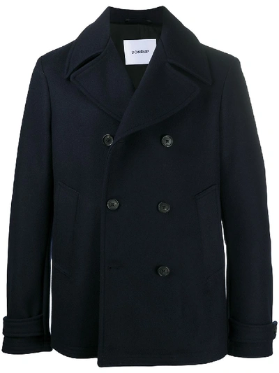 Dondup Double Breasted Coat In Blue