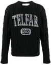 Telfar Cable Knit Logo Print Jumper In Black