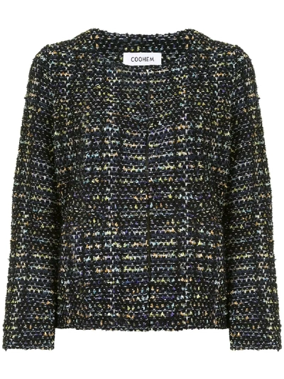 Coohem Vintage Check Tweed Jacket In Blue