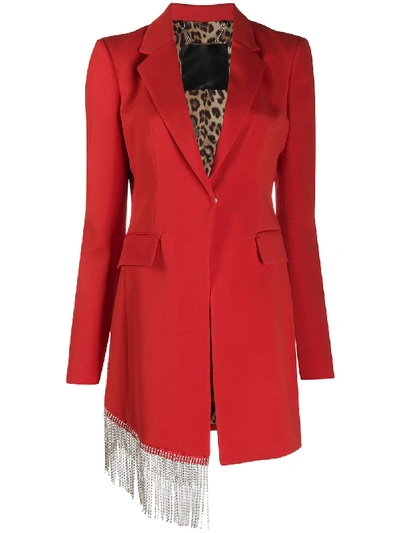 Philipp Plein Embellished Tassel Blazer In Red