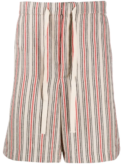 Jil Sander Stripe Drawstring-waist Shorts In Neutrals