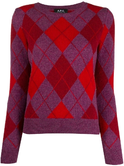 Apc Diamond Knit Jumper In Purple