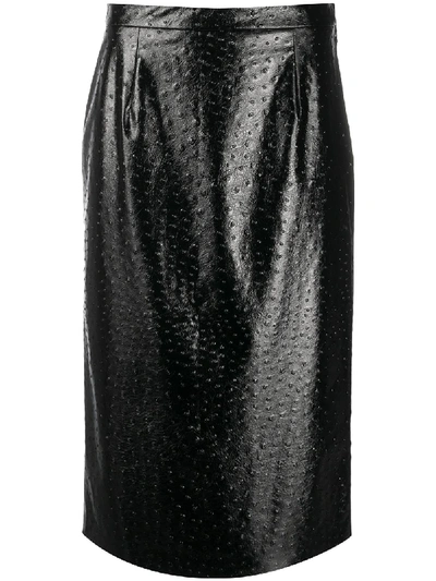 Maison Margiela Textured-effect Midi Skirt In Black