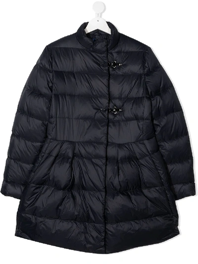 Fay Teen Quilted A-line Coat In Blue