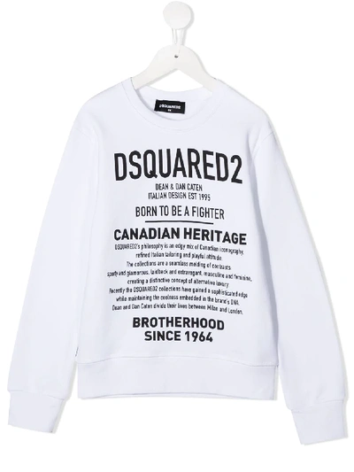 Dsquared2 Kids' Heritage-print Sweatshirt In White