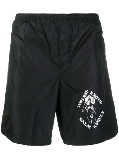 Palm Angels Logo-print Beach Shorts In Black