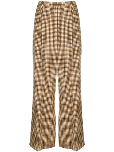 Jejia Checked Wide-leg Trousers In Brown