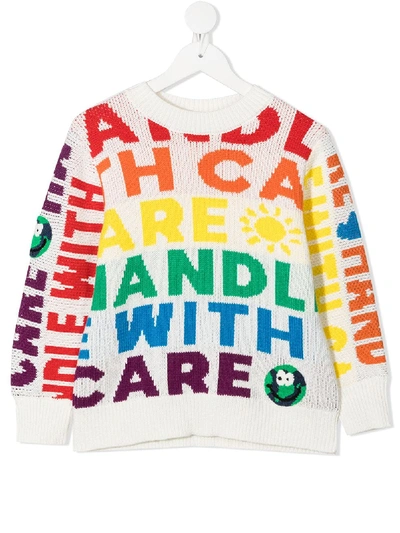 Stella Mccartney Kids' Handle With Care 嵌花毛衣 In White