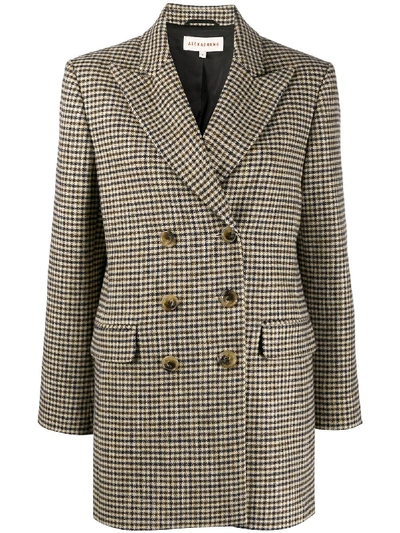 Alexa Chung Jerry Double-breasted Houndstooth Cotton-blend Blazer In Camel