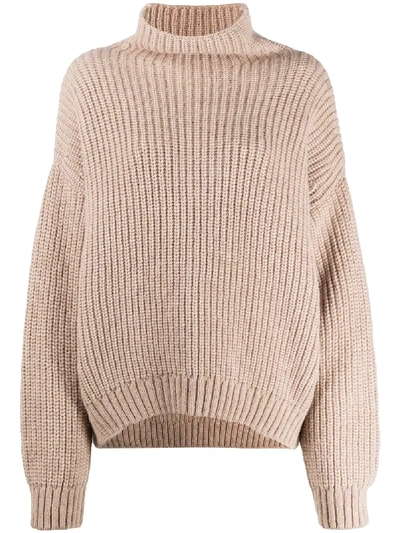 Anine Bing Sydney Funnel Neck Wool & Alpaca Blend Sweater In Camel